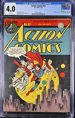 Buy 1945 Action Comics 81 CGC 4.0 Superman New Year's Eve Cover. • 588.06£