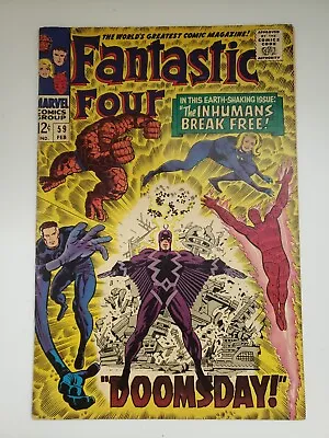 Buy Fantastic Four #59 - 1967 - Iconic Kirby Cover - Doctor Doom & Silver Surfer Key • 37.95£