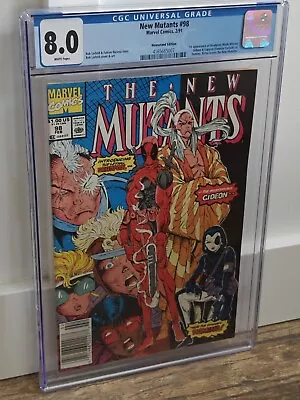 Buy New Mutants 98 CGC 8.0 Newsstand Ed 1st Deadpool Rob Liefeld Art 2/1991 • 290.91£