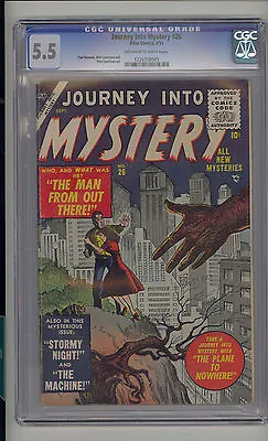 Buy Journey Into Mystery #26 CGC 5.5 FN- Unrestored Atlas Marvel Scarce OW/W Pages • 474.94£