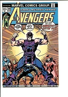 Buy Avengers 109 Vf Hawkeye Quits 1973 • 14.23£