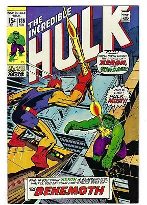 Buy Incredible Hulk 136 VF 8.0 Bronze Age Thomas Trimpe 1971 • 30.39£
