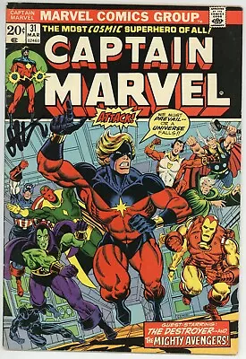 Buy Captain Marvel #31 VG JIM STARLIN'S FILE COPY Signed! Thanos!! • 39.53£