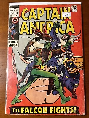 Buy Captain America #118 Stan Lee & Gene Colan 2nd App Of The Falcon Marvel 1969 • 22.37£