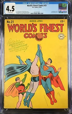Buy WORLD'S FINEST COMICS #21 CGC VG+ 4.5 DC 1946 Superman Batman Basketball Golden • 632.48£