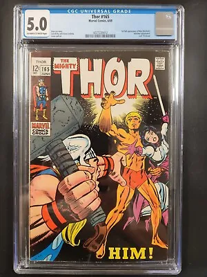 Buy Thor 165 CGC Graded 5.0 VG/FN White Pages 1st Warlock Marvel Comics 1969 • 154.17£
