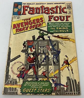 Buy Marvel Comic Fantastic Four #26 1964  Hulk Vs Thing  Stan Lee • 69.90£