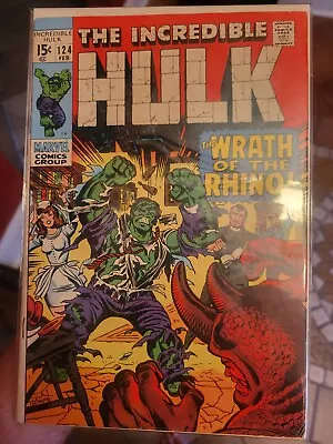 Buy Incredible Hulk #124 (1970) Leader & Rhino App. Bronze Age Marvel Comics FN  • 19.86£