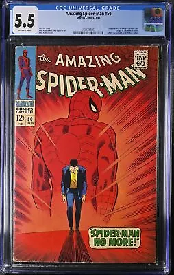 Buy Amazing Spider-Man #50 CGC FN- 5.5 Off White 1st Full Appearance Kingpin! • 710.77£
