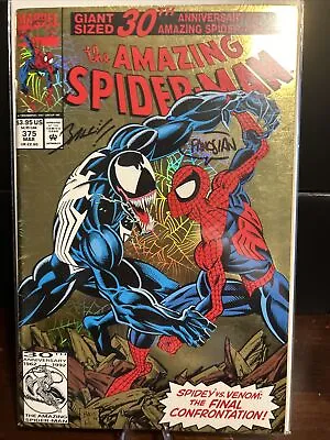 Buy The Amazing Spider-Man Issue 375 Gold Holofoil Cover Signed Bagley/Panosian Key • 94.75£