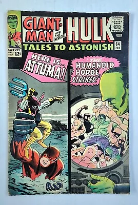 Buy Tales To Astonish #64 (marvel 1965) 2nd. Appearance Attuma Vg/f Coupon Cut • 256.52£
