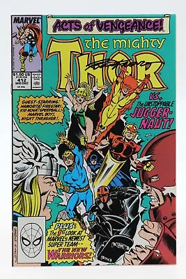 Buy Thor (1966) #412 Signed Ron Frenz On Cover 1st Full New Warriors Juggernaut NM- • 37.84£