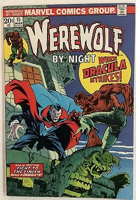 Buy Werewolf By Night #15 1974 Marvel ~ Battle With Dracula ~ Mvs Intact ~ Vf Cond. • 31.58£