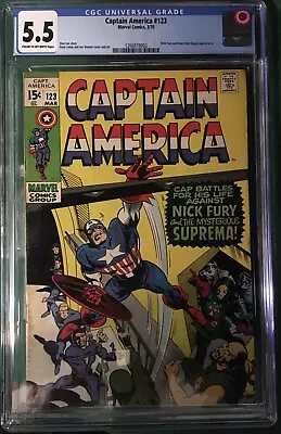 Buy Captain America #123 CGC Graded 5.5 Marvel Comic 1969 • 115.93£