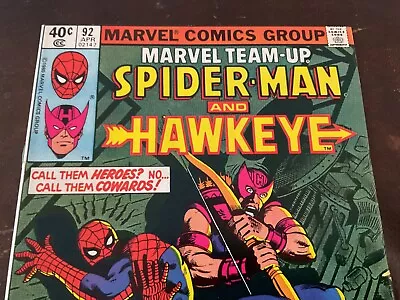 Buy Marvel Team Up #92 F/VF Spider-Man & Hawkeye Marvel Bronze Age 1980 • 3.96£