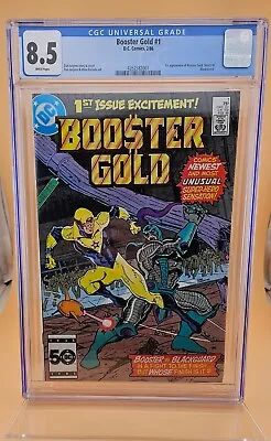 Buy Booster Gold #1, CGC 8.5, WP, 1st Appearance BG, Skeets & Blackguard, DC 1986 • 55.60£
