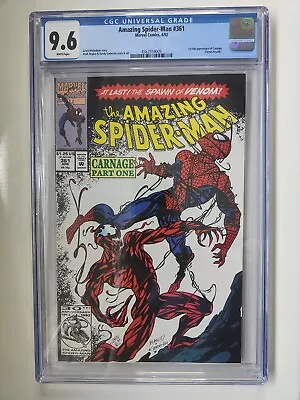 Buy Amazing Spiderman ASM #361 CGC 9.6 1st App Carnage White Pages Marvel 1st Print • 179£