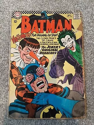 Buy Batman 186 1st Appearance Of Gaggy Vintage Joker 1966 • 30£