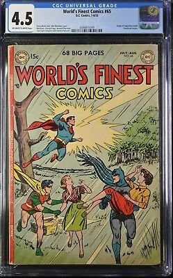 Buy WORLD'S FINEST COMICS #65 CGC 4.5 Superman Batman DC 1953 • 398.96£