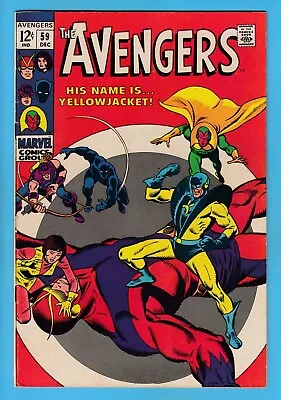 Buy The AVENGERS # 59 FN+ (6.5) 1st APPEARANCE Of YELLOWJACKET - GLOSSY- CENTS- 1968 • 11.50£