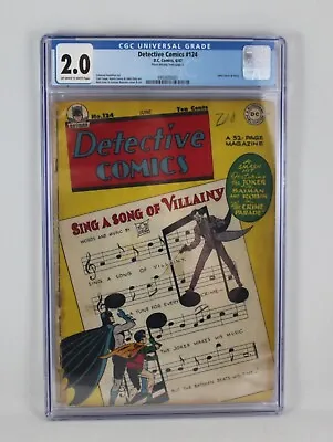 Buy DC Golden Age Batman Detective Comics 124 1947 6/47 Joker Cover CGC 2.0 • 553.42£