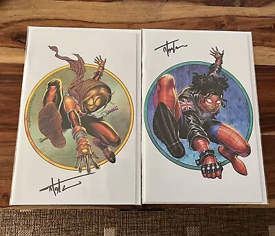 Buy Edge Of Spider-Verse #1 And #2 Virgin Variants Signed By Tyler Kirkham With COA • 65£