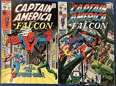 Buy Captain America #137, 138 Marvel Comics 1971 Spider-Man, The Falcon, More • 23.75£