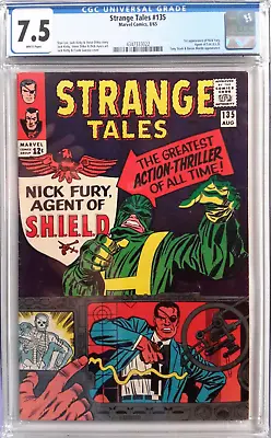 Buy 🔥strange Tales 135 Cgc 7.5*1965 Marvel*jack Kirby*1st Nick Fury Agent Of Shield • 434.65£