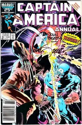 Buy CAPTAIN AMERICA ANNUAL #8 VF- Signed 2X Michael Zeck/Terry Beatty 1986 Wolverine • 119.14£
