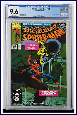 Buy Spectacular Spider-Man #178 CGC Graded 9.6 Marvel 1991 White Pages Comic Book. • 91.15£