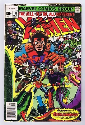 Buy Uncanny X-Men #107 GD+ Signed W/COA Chris Claremont 1st Starjammers 1977 Marvel • 159.80£