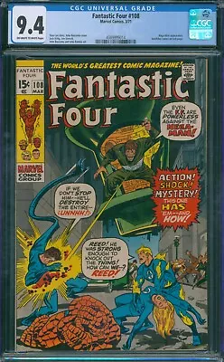 Buy Fantastic Four #108 1971 CGC 9.4 OW-W Pages! • 99.94£
