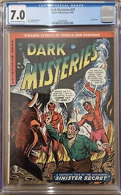 Buy Dark Mysteries #21 CGC 7.0 Myron Fass Devil Cover Master Publications 1954 • 577.83£