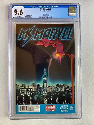 Buy Ms. Marvel #5 Cgc 9.6 2nd Print 1st Cameo Inventor Iconic Cover Kamala Khan Mcu! • 199.99£