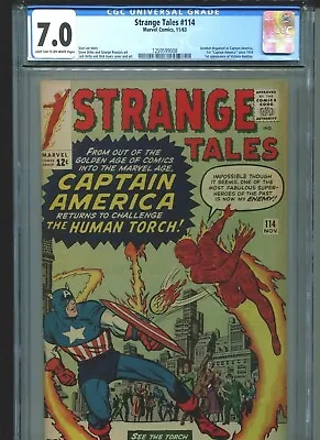 Buy Strange Tales #114 CGC 7.0 (1963) Acrobat As Captain America 1st Silver Age App. • 719.83£