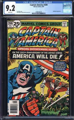 Buy CAPTAIN AMERICA #200 CGC 9.2 WHITE PAGES // 200th ANNIVERSARY ISSUE 1976 • 47.97£