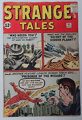 Buy Strange Tales #102 (marvel 1962) Est~fn-(5.5) Human Torch 1st App Wizard! Kirby! • 107.94£