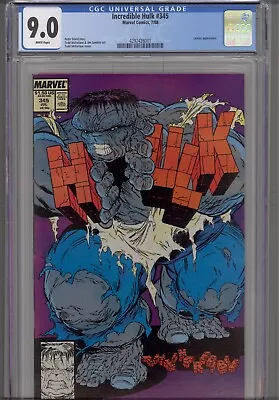 Buy Incredible Hulk #345 CGC 9.0 1988 Marvel Comics Leader App Todd McFarlane Cover • 51.41£