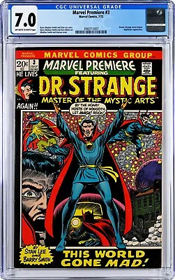 Buy Marvel Premiere #3 CGC 7.0 (Jul 1972, Marvel) Doctor Strange, Stan Lee Story • 119.88£