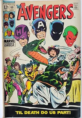 Buy Avengers #60 (1969) Vintage Key Comic, 1st Avengers Crossover With Dr. Strange • 30.82£