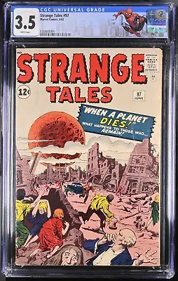 Buy Strange Tales 97 CGC 3.5 White Pages 1962 Custom Label 1st Aunt May & Uncle Ben! • 276.70£