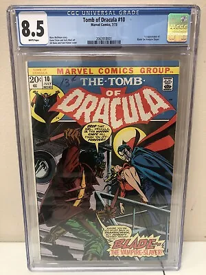 Buy Tomb Of Dracula #10 CGC 8.5 VF+ 1973 1st Appearance Blade Vampire Slayer • 1,268.78£