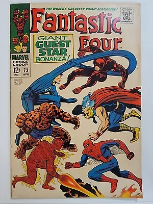 Buy Fantastic Four #73 VF- Spider-Man ~ Thor ~ Daredevil Apps 1967 Jack Kirby Art • 86.14£