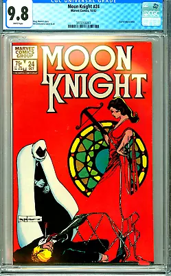 Buy MOON KNIGHT #24 CGC 9.8 WP STAINED GLASS SCARLET Bronze Age MARVEL COMICS 1982 • 191.07£