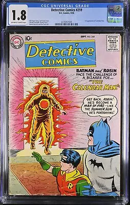 Buy Detective Comics #259 - D.C. Comics 1958 CGC 1.8 1st Appearance Of Calendar Man. • 159.10£