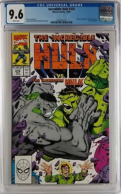 Buy Incredible Hulk #376 Cgc 9.6 White Pages Grey Hulk Vs Green Hulk 1990 • 41.11£