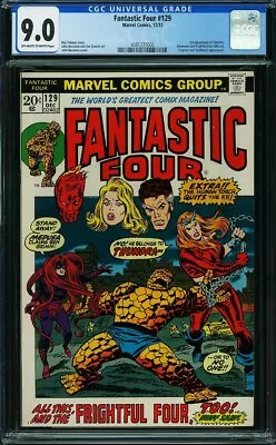 Buy Fantastic Four 129 Cgc 9.0 Oww Pages 1st Thundra 1972 Marvel C5 • 160.85£