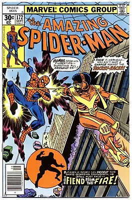 Buy AMAZING SPIDER-MAN #172 F, 1st Rocket Racer, Marvel Comics 1977 Stock Image • 11.86£