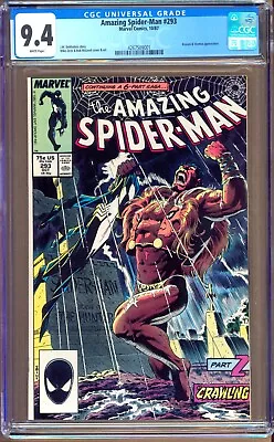 Buy Amazing Spider-Man #293 (1987) CGC 9.4 WP  Zeck - DeMatteis   Kraven - Vermin  • 47.29£