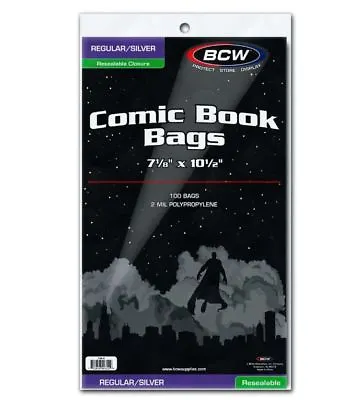 Buy (200) BCW Silver Age / Regular Size Resealable Comic Book Bags Acid Free • 16.21£
